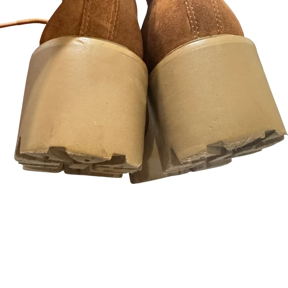 Sam Edelman Monna Lace Up Loafer Women 5.5 Brown Suede Platform Lug Sole - Picture 9 of 14